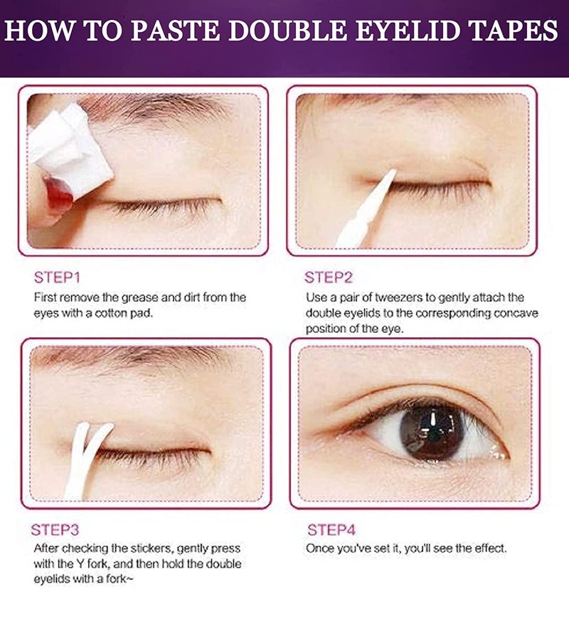 NEXMEE 600 pair eyelid tape invisible and waterproof eye tape for eyelids eyelid tape for hooded eyes Makeup Eyelid SelfAdhesive Stickers Eyelid Tape Tools Sticker Strips With Fork Double Fold Paste Stripe - Image 2
