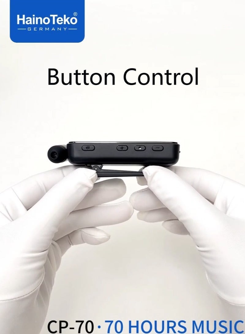 هينو تيكو CP-70 Wireless Collar Clip Earphones | 70 Hours Music Playback, Multi-Functional Button Control, Noise Reduction & Comfortable Fit – Black - Image 3