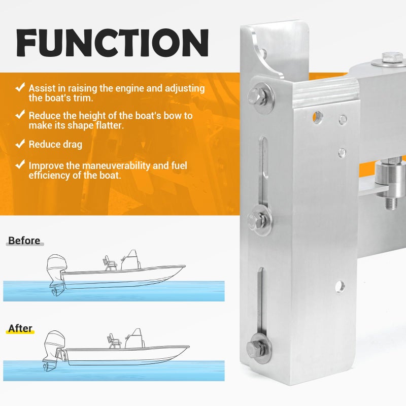 FQRANBO 4" Adjustable Jack Plate Manual Transom Set Back Jack Plate for Outboard Boat Motor, 225 Maximum Horsepower - Image 5