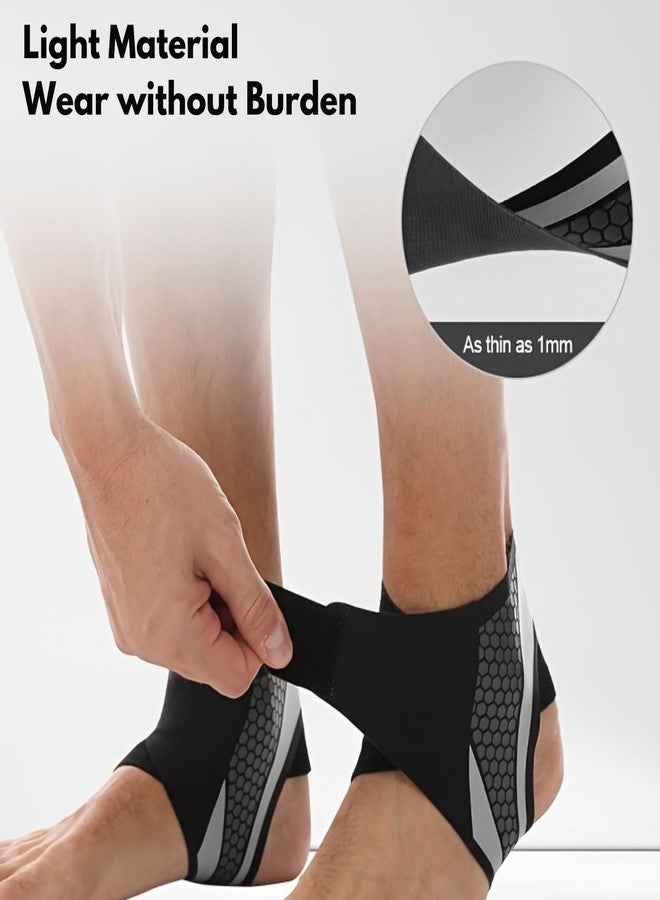 KickZu Ultra-Thin Sports Ankle Brace, Ankle Support Socks Two-way Adjustable Straps, One Size Fits All, Used for Support and Wrapping, Suitable for Fitness, Running, Cycling, Tennis and Many Sports (Black) (1) - Image 2