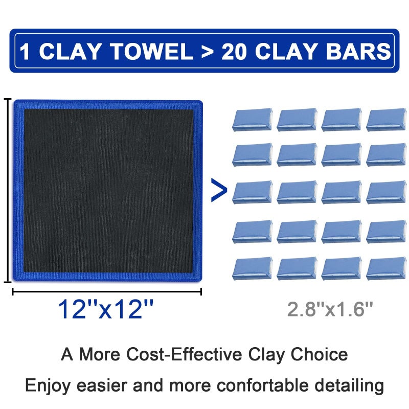 TOLDATLI Clay Towel 2 Pack Auto Detailing - Fine Grade Microfiber Car Chamois Towel - DIY Detail Clay Bar Alternative - Image 2