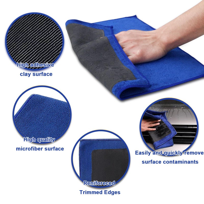 TOLDATLI Clay Towel 2 Pack Auto Detailing - Fine Grade Microfiber Car Chamois Towel - DIY Detail Clay Bar Alternative - Image 4