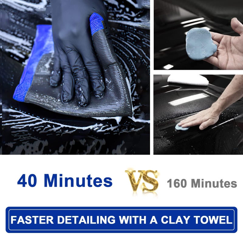TOLDATLI Clay Towel 2 Pack Auto Detailing - Fine Grade Microfiber Car Chamois Towel - DIY Detail Clay Bar Alternative - Image 3