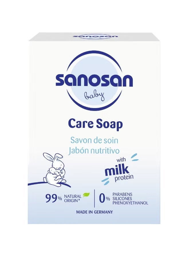 sanosan Baby Care Soap with Olive Extract & Milk Protein - Mild Cleansing for Sensitive Skin (100g) - Image 1