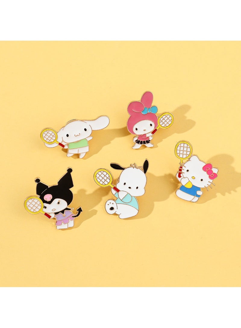 5-قطعة/مجموعة سانريو شارات دبابيس دبابيس الكرتون الشكل المينا دبوس - Image 1