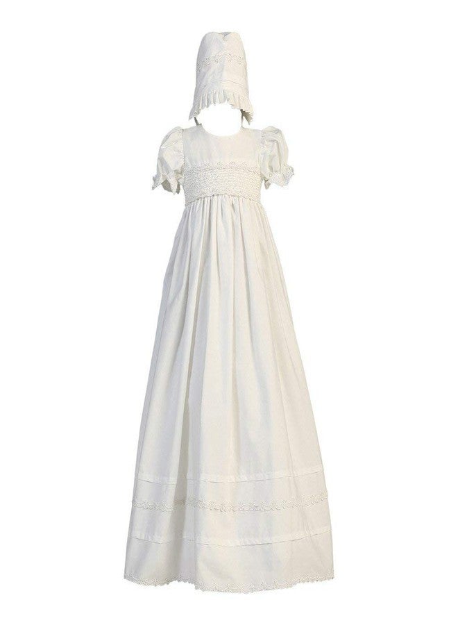 Lito Girls Cotton Christening Gown Dresses with Bonnet Set - Baby or Infant Girl's Christening Dress,White,0-3 Month - Image 1