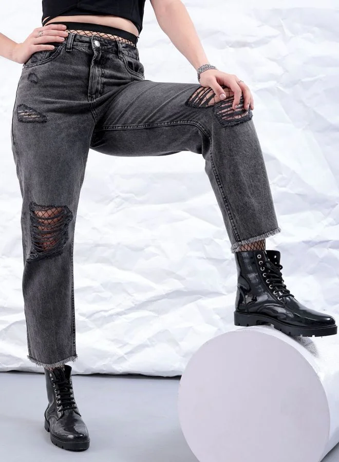 مرفوعة Women Straight Fit Solid High-Rise Jeans