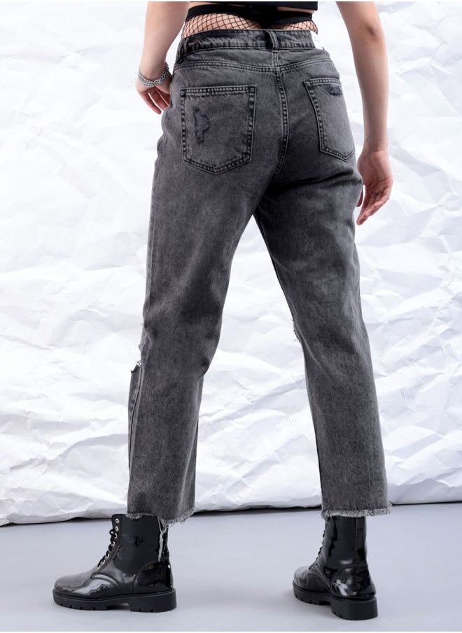 Freehand Women Straight Fit Solid High-Rise Jeans  - Image 2