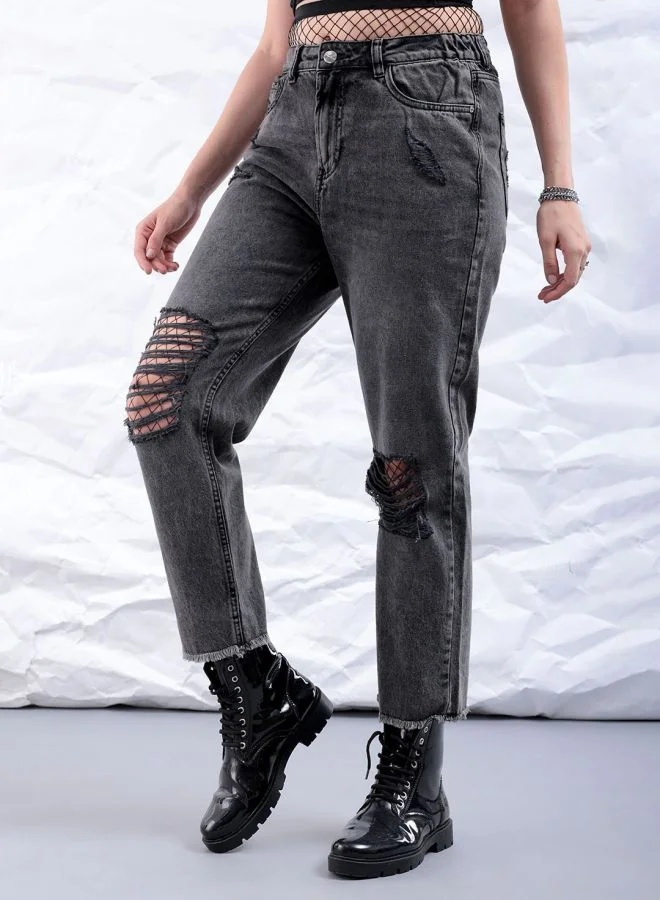 مرفوعة Women Straight Fit Solid High-Rise Jeans