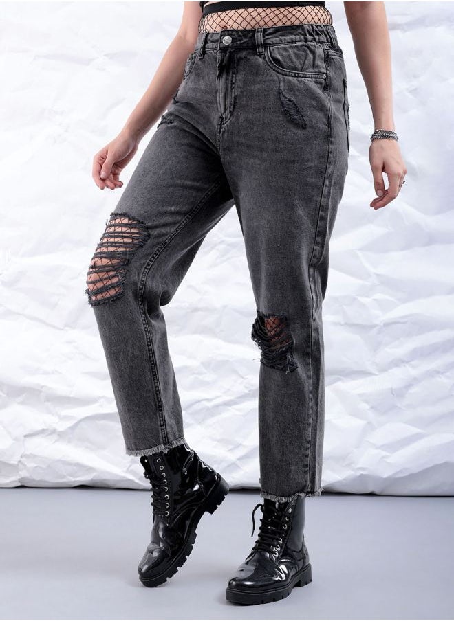 Freehand Women Straight Fit Solid High-Rise Jeans  - Image 3