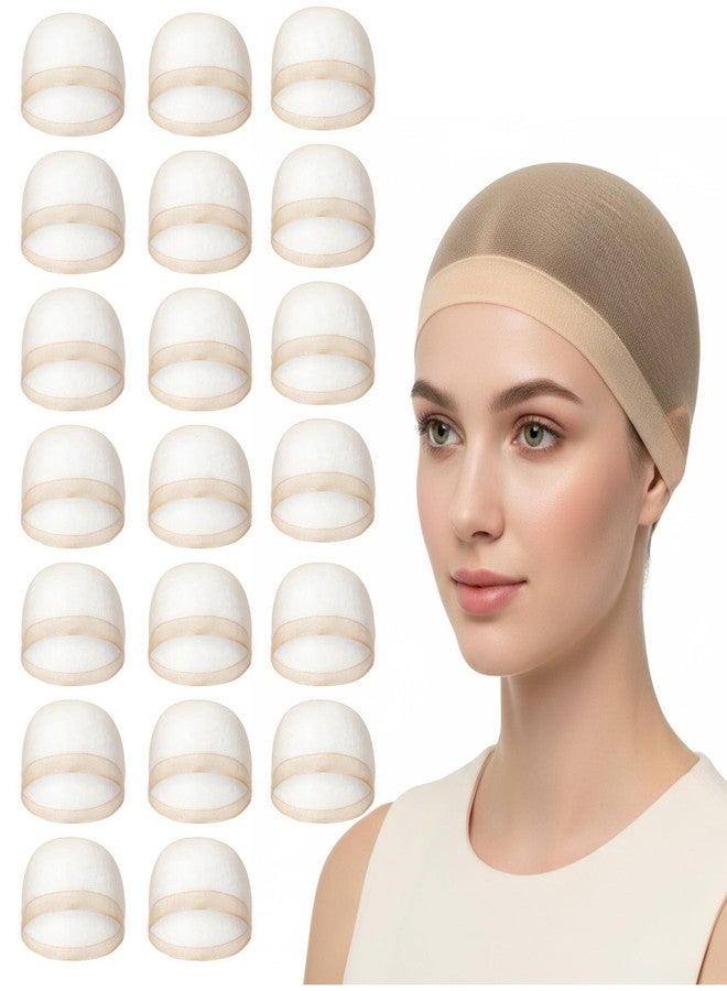 Qulkws 20 PCS Wig Cap, Thin Wig Caps Nude, Invisible and Sheer Breathable Stretchy Stocking Caps, Stretchy Nylon WigCap Beige for Women - Image 1