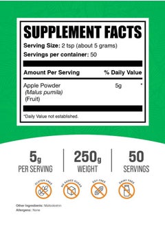 BULKSUPPLEMENTS.COM .com Apple Powder - Apple Fruit Powder, Superfood for Digestive Support - Natural & Gluten Free, 5g per Serving, 250g (8.8 oz) (Pack of 1)  - Image 2