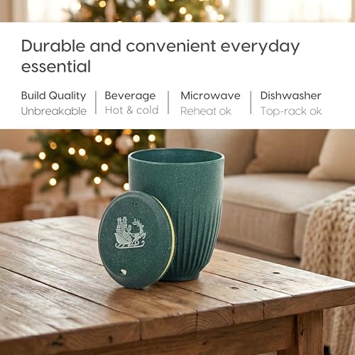 Eha Earth-Friendly Christmas Gifts for Friends and Family | Secret Santa Gifts | Made with Rice Husk | Printed Christmas Mug and Coasters Set of 2, Keychain & Loopac Box | 360 ml | Fern - Image 4