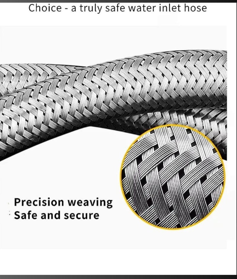 MONIT MONIT Heavy Stainless Steel Connection Pipe for geyser connection pipe for wash basin hose pipe Silver 24 Inch Pack of 1 with teflon tap and connection exta whosher  - Image 5