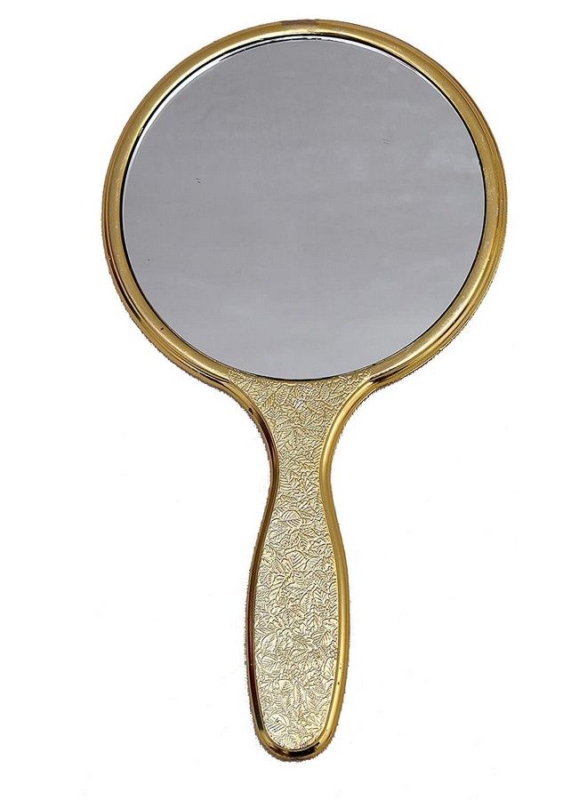 Garden Of Arts مرآة صالون حلاقة يدوية ذهبية مع مقبض كبير - Image 2