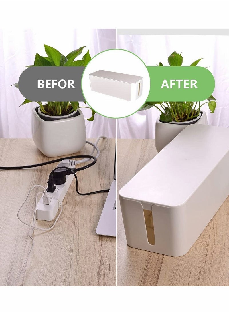 Cable Management Box,Large Cord Organizer BoxCord Hider Box to Hide Surge Protector Cover on Desk or Floor for Home u0026 Office(White) - Image 5