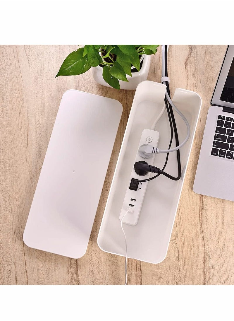 Cable Management Box,Large Cord Organizer BoxCord Hider Box to Hide Surge Protector Cover on Desk or Floor for Home u0026 Office(White) - Image 4