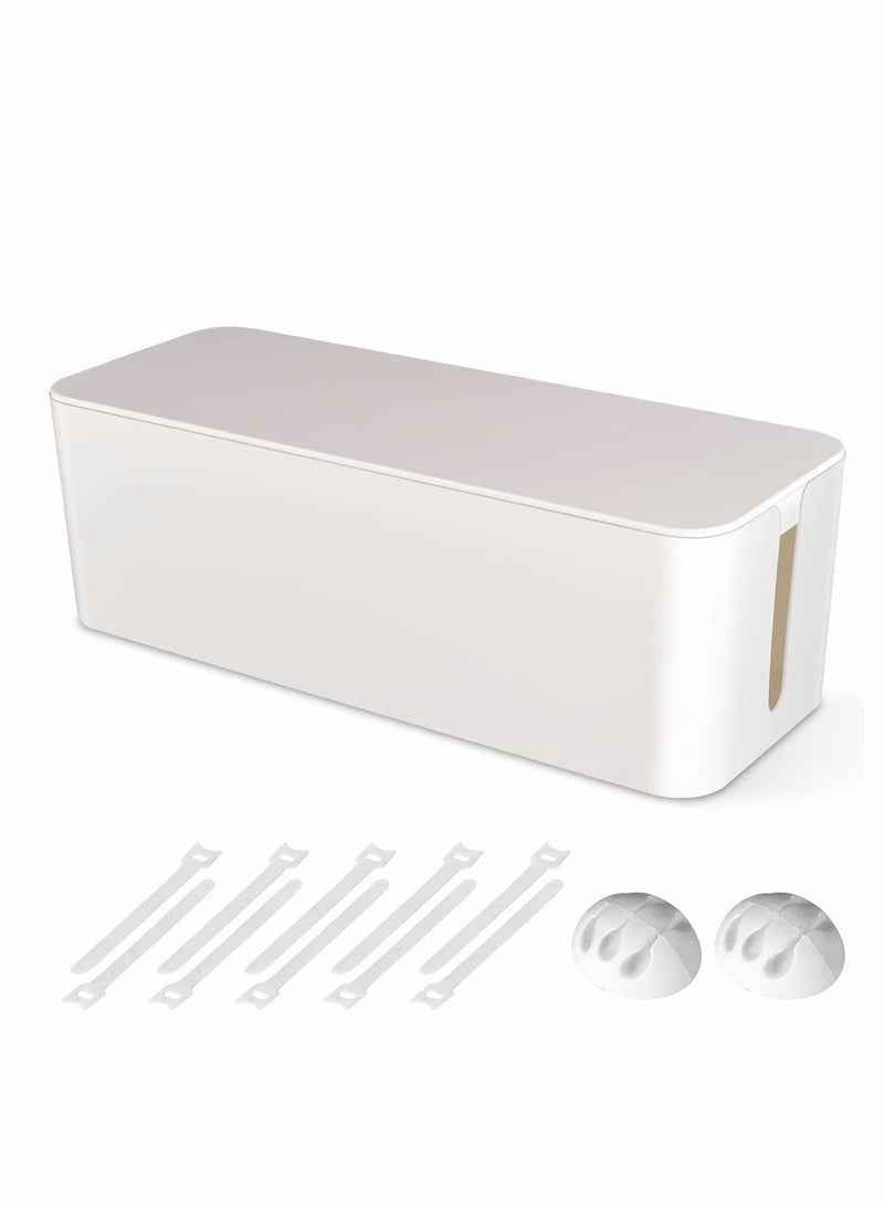Cable Management Box,Large Cord Organizer BoxCord Hider Box to Hide Surge Protector Cover on Desk or Floor for Home u0026 Office(White) - Image 1