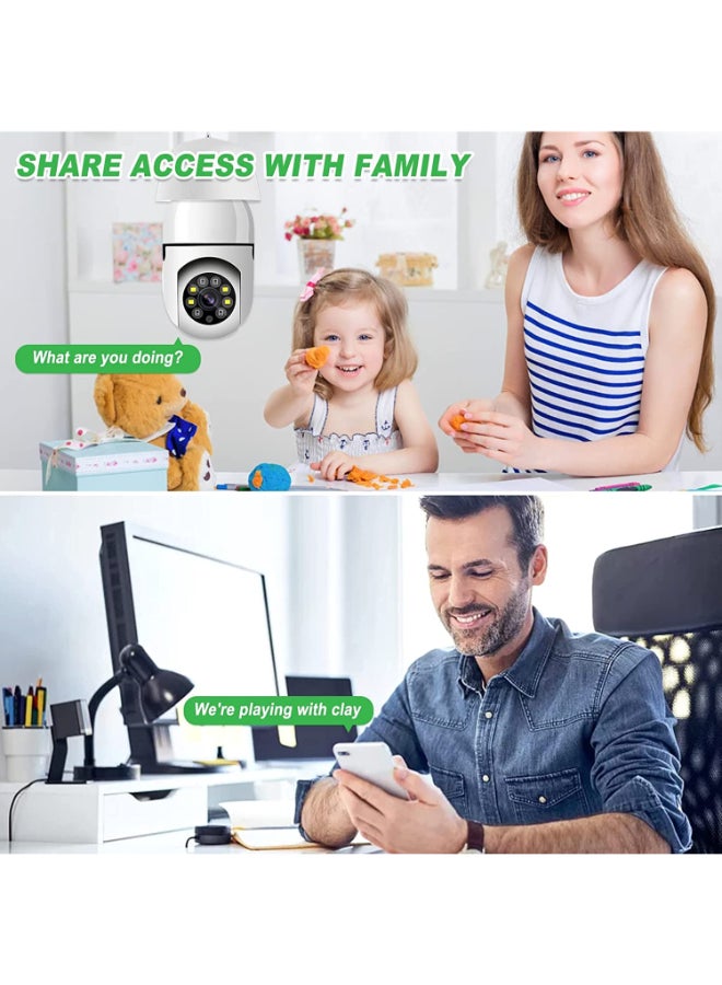 Wireless WiFi Bulb Camera Security Camera 360° Panorama Full HD 1080P Home Camera with HD Night Vision Home Baby Monitor