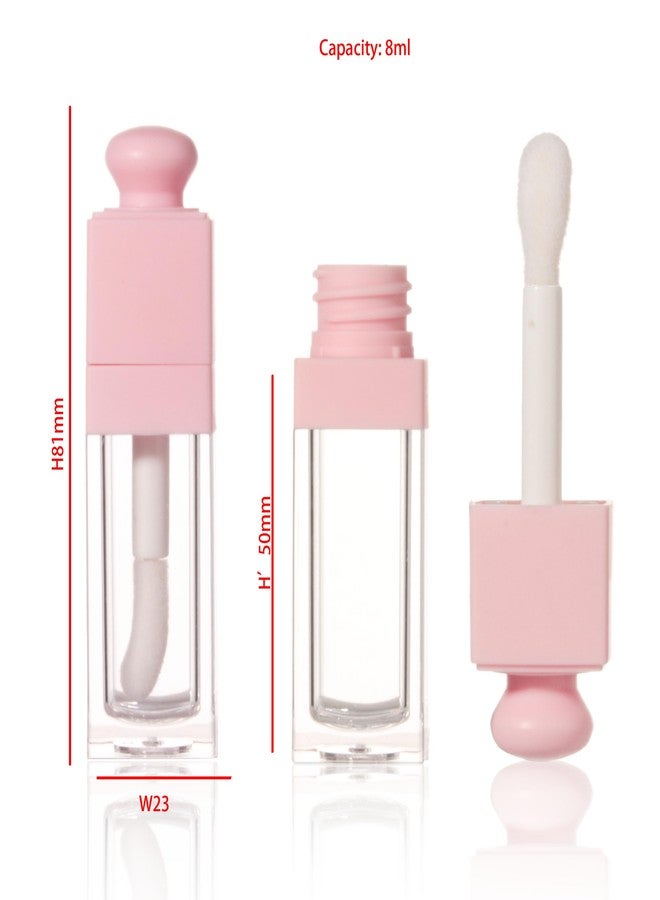 COSIDEA 18PCS Empty 8ML Square clear Lip Gloss Tube Silver big doe foot wand lipgloss tubes for Lip oil tint bottles container… (Pink) - Image 2