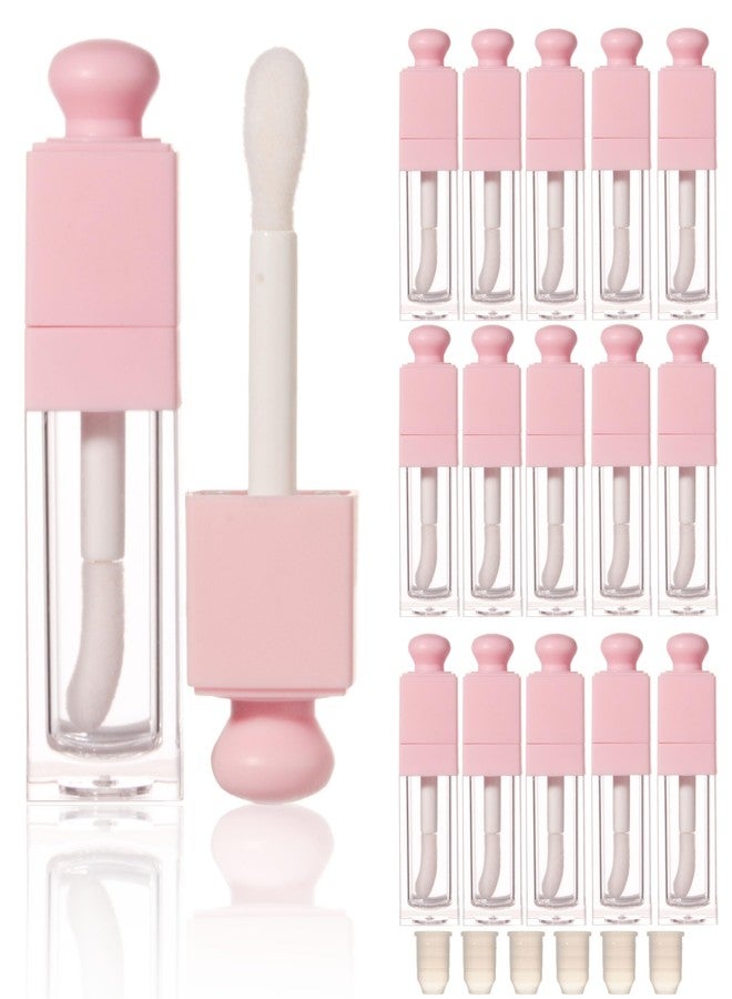 COSIDEA 18PCS Empty 8ML Square clear Lip Gloss Tube Silver big doe foot wand lipgloss tubes for Lip oil tint bottles container… (Pink) - Image 1