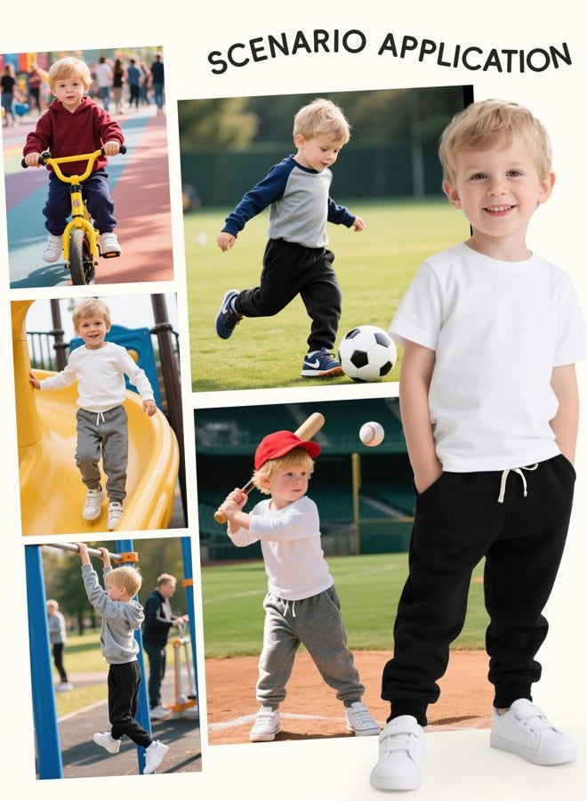 Aocku 4 Pack Toddler Boys Sweatpants Cotton Baby Kids Joggers Toddler Boys Girls Sweatpants with Pocket Drawstring, Black,maroon,dark Gray,navy, 4 Years - Image 2