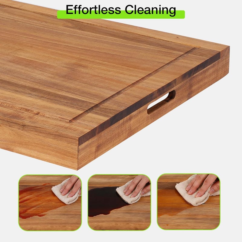 FAHKNS غطاء موقد لوح النودلز، 30 × 22 × 2.4 بوصة غطاء موقد خشبي، غطاء موقد متعدد الوظائف للموقد الكهربائي والغازي (بني فاتح) - Image 4