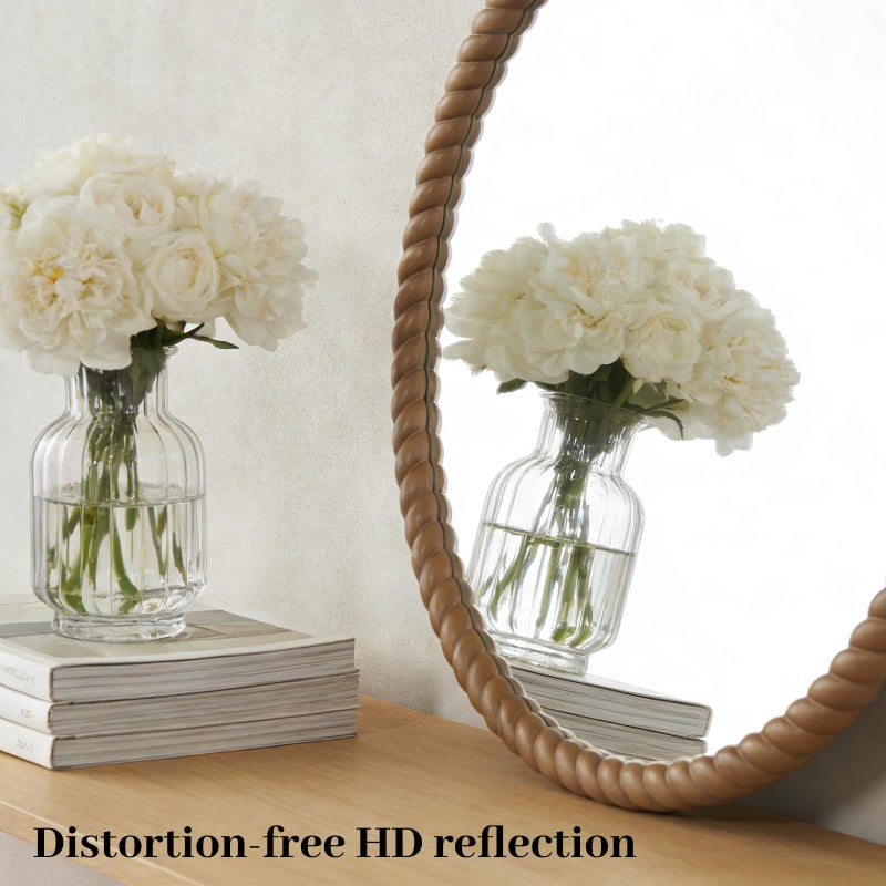 WallBeyond 30" Round Mirror with Rope-Design Frame, Large Circle Wall Mirror for Bathroom, Bedroom, Entryway & Living Room, Natural - Image 5