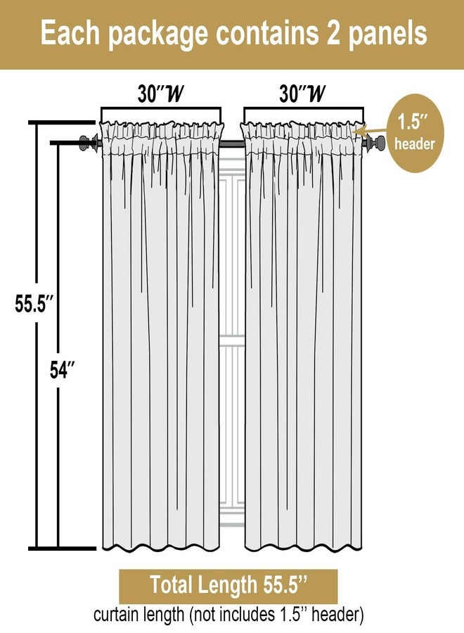 Lecloud Bessie White Curtains 54 Inch Length 2 Panels Set, Faux Linen Semi Sheer Curtains Drapes, Elegant Window Treatments for Bedroom Decor with Rod Pocket, Each 30 W x 54 L - Image 4