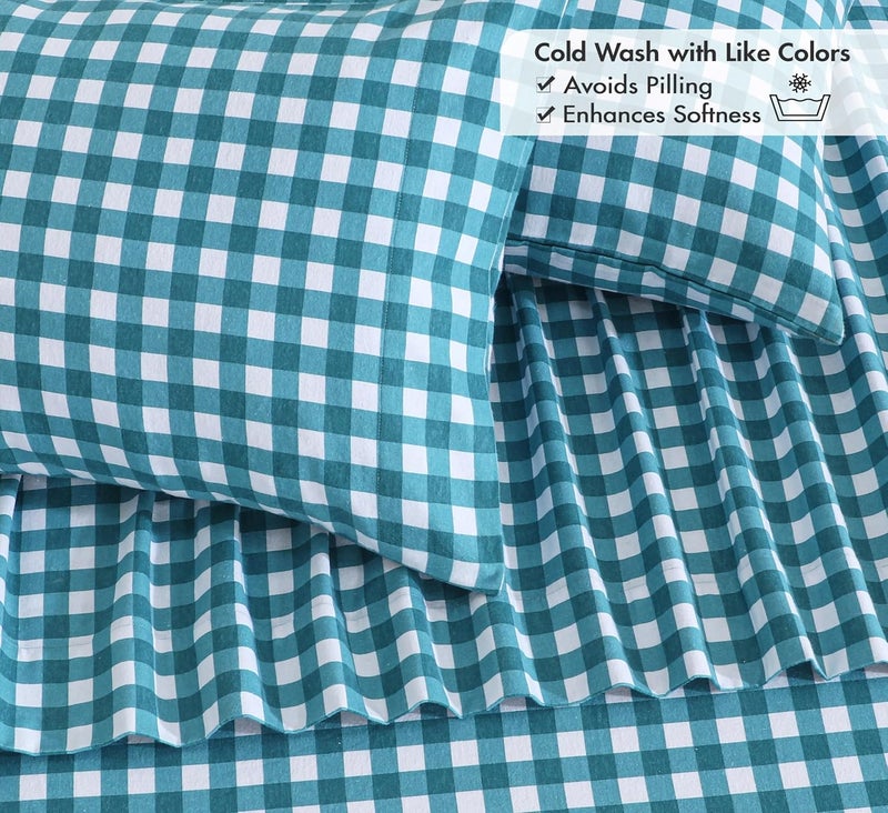 RUVANTI Flannel Sheets California King Size - 100% Cotton Brushed Cal King Bed Sheets Set - Deep Pockets 14 Inches - All Seasons Breathable & Extra Soft - Warm & Cozy, 4 Piece, Cabin Plaid - Image 5