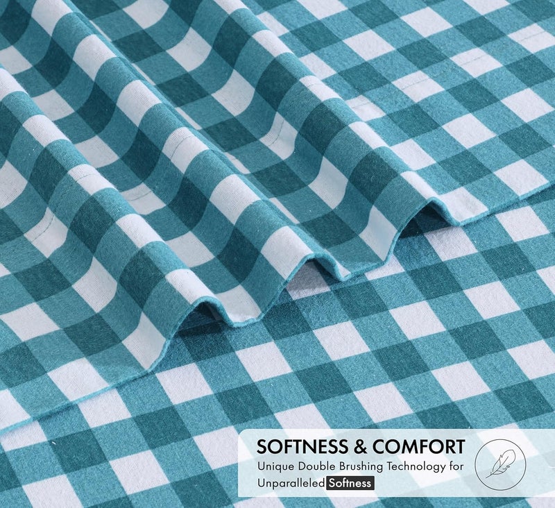 RUVANTI Flannel Sheets California King Size - 100% Cotton Brushed Cal King Bed Sheets Set - Deep Pockets 14 Inches - All Seasons Breathable & Extra Soft - Warm & Cozy, 4 Piece, Cabin Plaid - Image 4