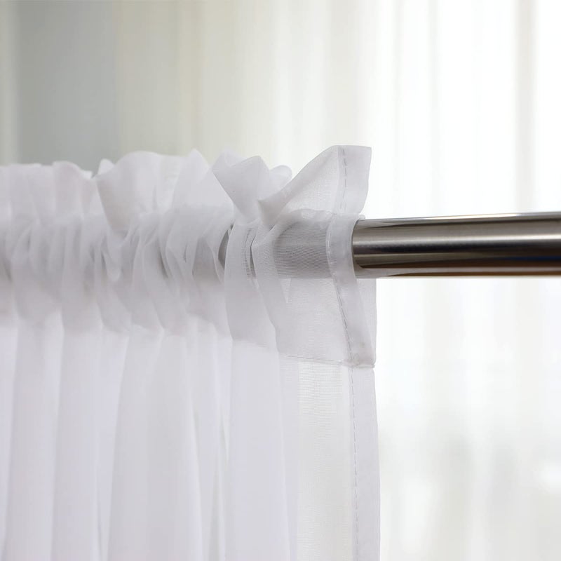 ABCHOME White Sheer Curtains 84 Inches Long 2 Panels,Rod Pocket Voile Semi Sheer Window Curtains for Kitchen, Bedroom and Living Room(White, 52 W x 84 L) - Image 3