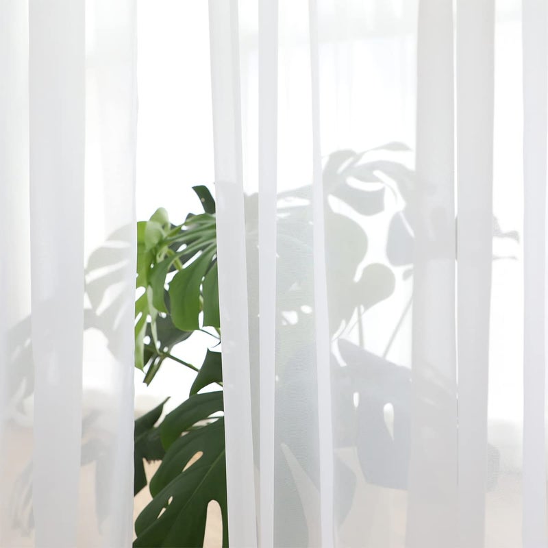 ABCHOME White Sheer Curtains 84 Inches Long 2 Panels,Rod Pocket Voile Semi Sheer Window Curtains for Kitchen, Bedroom and Living Room(White, 52 W x 84 L) - Image 5