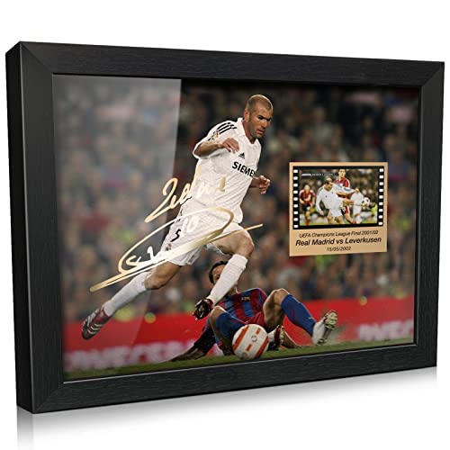 ORIMAMI Signed Soccer Ball Zinedine Zidane Photo Framed Poster with 1x35mm Memorabilia Film DisplayCool Zinedine Zidane Gifts for Fans 8x6 Inches - Image 1