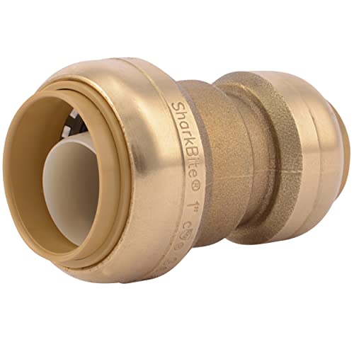 SharkBite 1 Inch x 3/4 Inch Reducing Coupling, Push to Connect Brass Plumbing Fitting, PEX Pipe, Copper, CPVC, PE-RT, HDPE, U060LFA - Image 1