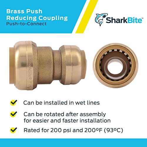 SharkBite 1 Inch x 3/4 Inch Reducing Coupling, Push to Connect Brass Plumbing Fitting, PEX Pipe, Copper, CPVC, PE-RT, HDPE, U060LFA - Image 4