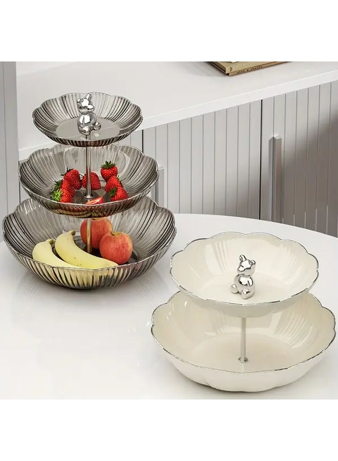 Milky White 3 Tier Cake Stand With Ripple Edges For Party And Dessert Display - Image 1