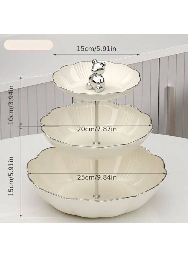 Milky White 3 Tier Cake Stand With Ripple Edges For Party And Dessert Display - Image 3