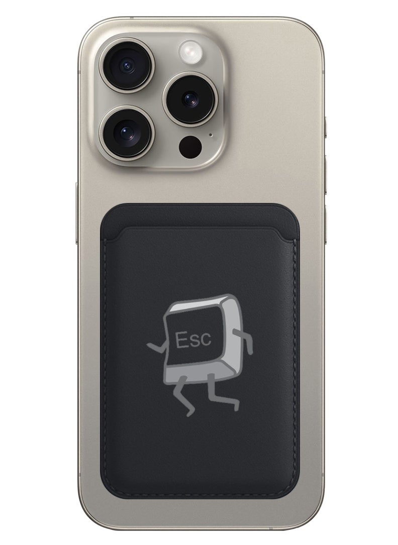 Theodor Magnetic Wallet, Compatible with MagSafe Wallet, for iPhone Wallet, for iPhone 16/15/14/13/12 Series, Not for iPhone 13/12 mini, 3 Card Holder, Vegan Leather, Black - Escape  - Image 1