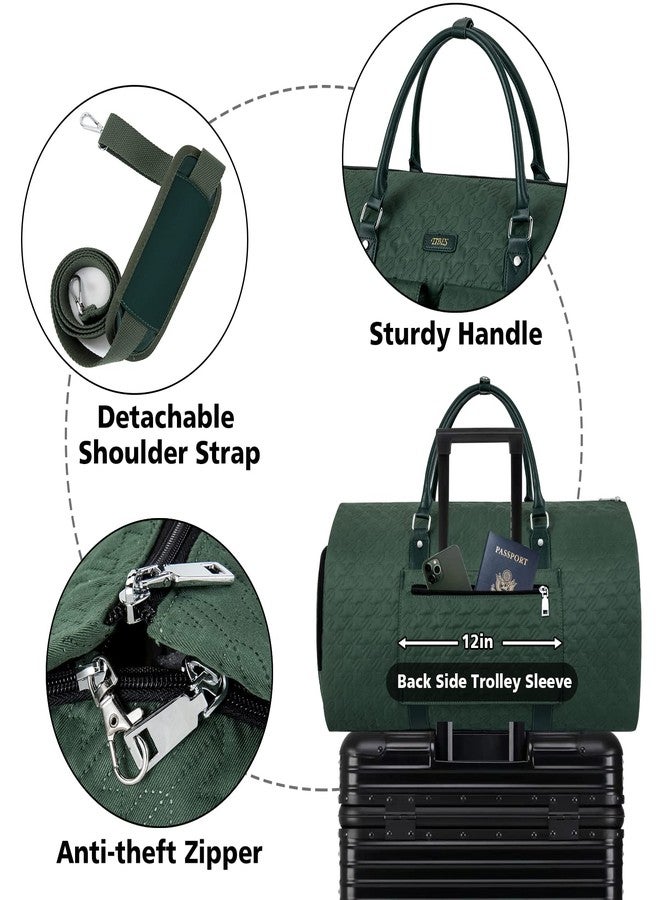 TIBES Garment Bag for Travel with Toiletry Bag Convertible Carry On Weekender Bag Large Travel Duffel Bags for Women 2 in 1 Hanging Suitcase Suit Travel Bags for Women & Men 3pcs Set, H-Green, L, Carry on - Image 3
