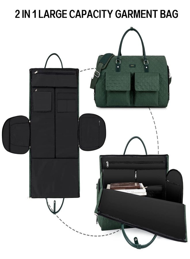 TIBES Garment Bag for Travel with Toiletry Bag Convertible Carry On Weekender Bag Large Travel Duffel Bags for Women 2 in 1 Hanging Suitcase Suit Travel Bags for Women & Men 3pcs Set, H-Green, L, Carry on - Image 4