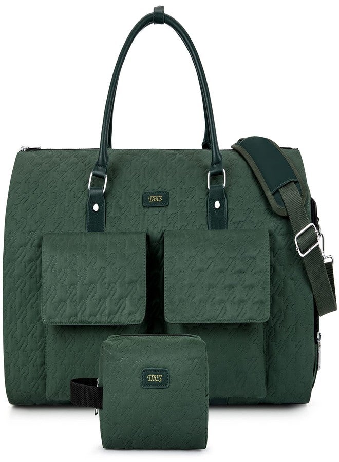 TIBES Garment Bag for Travel with Toiletry Bag Convertible Carry On Weekender Bag Large Travel Duffel Bags for Women 2 in 1 Hanging Suitcase Suit Travel Bags for Women & Men 3pcs Set, H-Green, L, Carry on - Image 1