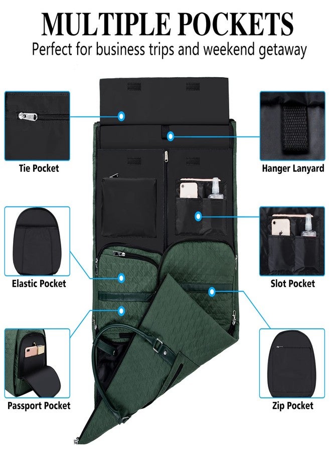 TIBES Garment Bag for Travel with Toiletry Bag Convertible Carry On Weekender Bag Large Travel Duffel Bags for Women 2 in 1 Hanging Suitcase Suit Travel Bags for Women & Men 3pcs Set, H-Green, L, Carry on - Image 2