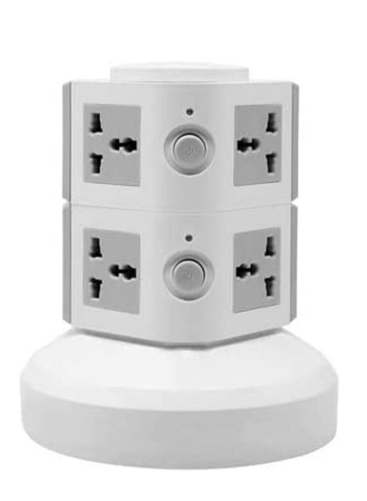 Universal Vertical Socket Electrical Tower Extension Outlet with USB Ports 3M Cord and UK-Plug Power Strip Multi Charging Station (Gray)  - Image 3