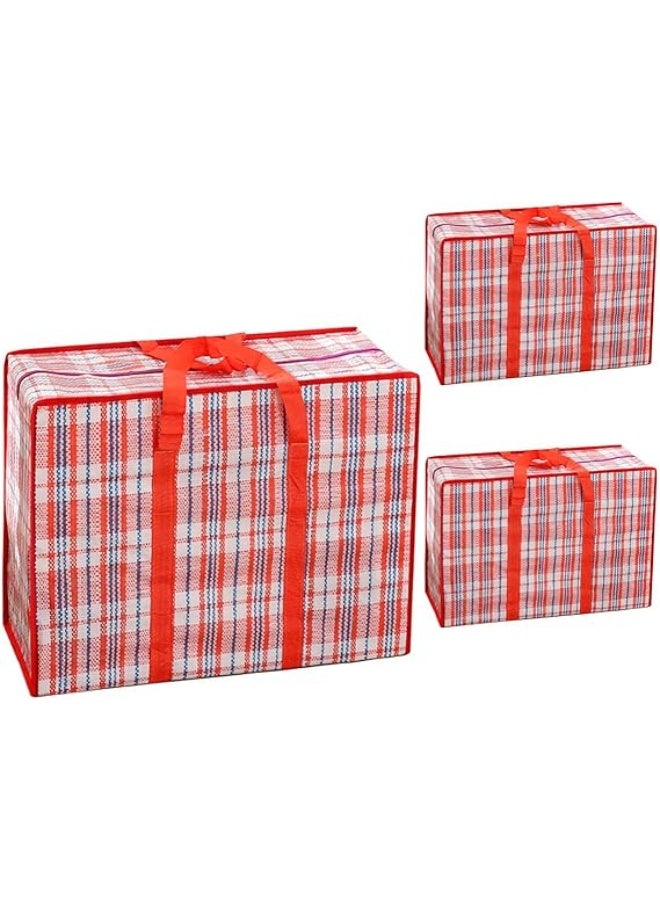 DUNISO 3-Pack Moving Bags, Sturdy And Durable Laundry Storage Bags, Foldable Large Capacity Woven Bags, Reusable, Suitable For Moving, Blankets, Clothes, Groceries, Etc., 78 * 55 * 25 Cm. - Image 1