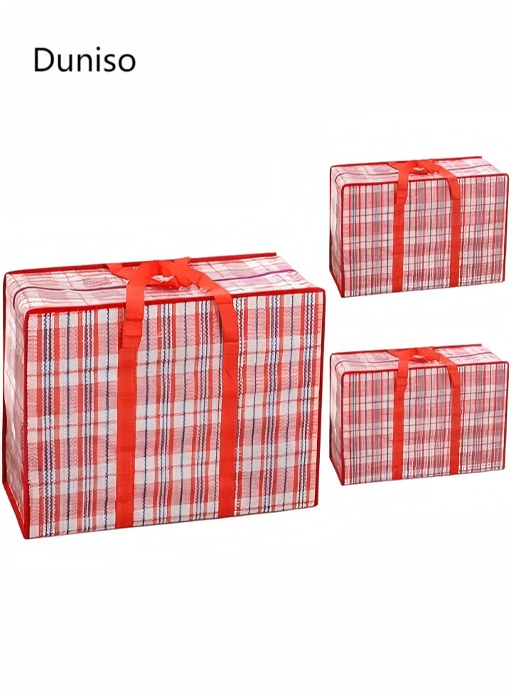 DUNISO 3-Pack Moving Bags, Sturdy And Durable Laundry Storage Bags, Foldable Large Capacity Woven Bags, Reusable, Suitable For Moving, Blankets, Clothes, Groceries, Etc., 78 * 55 * 25 Cm. - Image 1