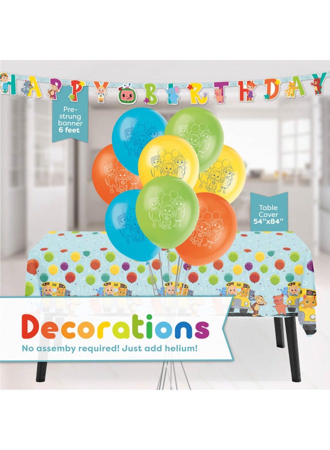 Unique CoComelon Party Supplies | CoComelon Birthday Party Supplies | CoComelon Backdrop | CoComelon Party Decorations Girls Boys 1st 2nd Backdrop, Balloons, Tablecloth, Plates, Napkins, Forks, Sticker - Image 4