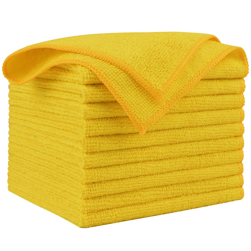 AIDEA Microfiber Cleaning Cloth, 10PK, Microfiber Towels for Cars, Premium All Purpose Car Cloths, Dusting Cloth Cleaning Rags, Absorbent Towels for SUVs, House, Kitchen, Window, 12"Ã—12", Yellow - Image 1