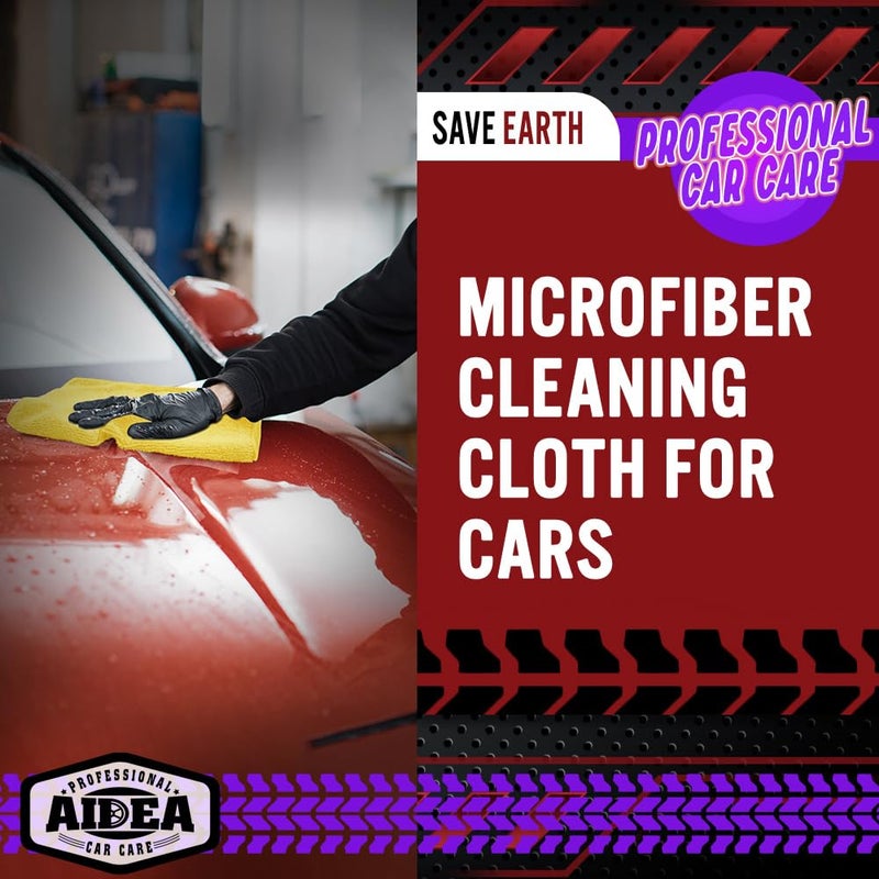 AIDEA Microfiber Cleaning Cloth, 10PK, Microfiber Towels for Cars, Premium All Purpose Car Cloths, Dusting Cloth Cleaning Rags, Absorbent Towels for SUVs, House, Kitchen, Window, 12"Ã—12", Yellow - Image 4