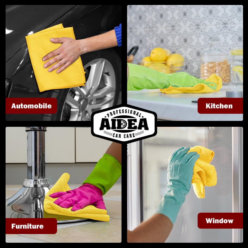 AIDEA Microfiber Cleaning Cloth, 10PK, Microfiber Towels for Cars, Premium All Purpose Car Cloths, Dusting Cloth Cleaning Rags, Absorbent Towels for SUVs, House, Kitchen, Window, 12"Ã—12", Yellow - Image 5